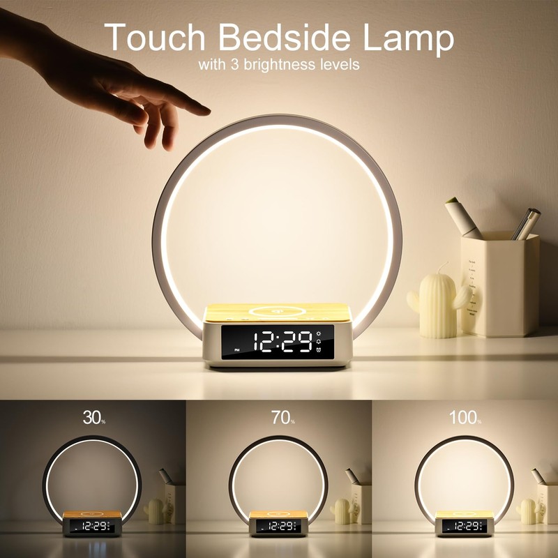Morwealth LED Bedside Lamp Touch Dimmable with Charging Function, 10