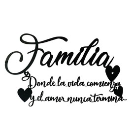 Dycmetal - Letrero de decoración de pared frase "Familia" para decoración del hogar, metal color negro (Familia)