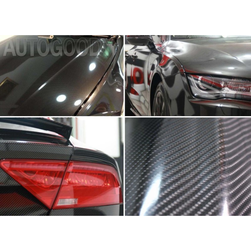 AUTOGOODY 120" x 60" HIGH GLOSS 5D Black Carbon Fiber