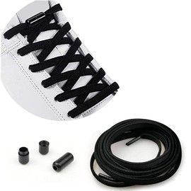 CHYEEH Elastic Shoelaces, Universal, Without Tying, Flat Rubber Laces with Quick Release, Rubber Shoelaces, Adjustable with Metal Clasp, Children Don’t Need to Tie Any More Laces, black, 100