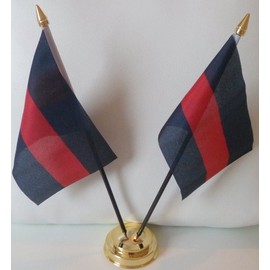 Household Division British Army 2 Flag Desktop Table Display Centrepiece With Gold Base