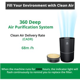 WBM SMART Air Purifier Replacement Filter, 3-in-1 True HEPA, High-Efficiency Activated Carbon, 2 Pack