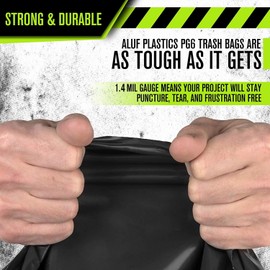 Aluf Plastics 33 Gal Black Heavy Duty Garbage Bags 1.4 Mil - 33"x 39" - Pack of 400 - For Contractor, Outdoor, Construction, & Storage