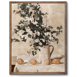 XOCUUI Vintage Wall Art Kitchen, Flowers and Lemons Pictures Painting Botanical Decor, Unframed Canvas Prints Art, Vintage Bathroom Decor, Farmhouse Wall Art for Dining Room-8x10