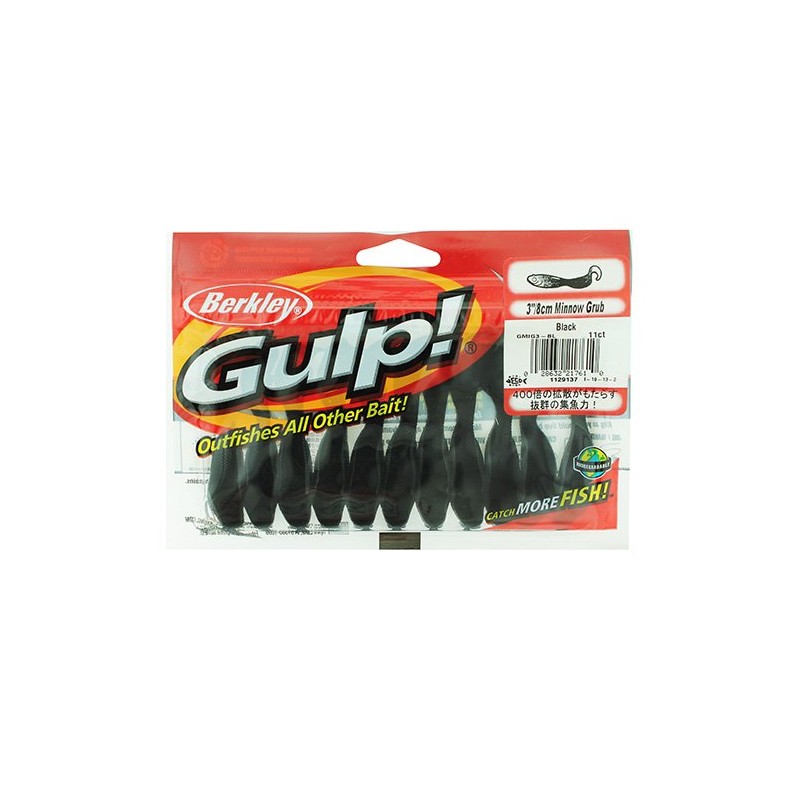 Berkley Gulp! Minnow Grub,Black,3-Inch
