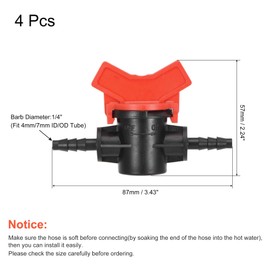 sourcing map Ball Valve 1/4" Barb Connector Shut Off Switch Plastic for Irrigation Drip Tube 4 Pack