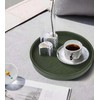 HofferRuffer Faux Leather Round Serving Tray, Vegan Croco Leather Decorative