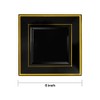 bUCLA 100PCS Black Square Plastic Plates with Gold Rim -