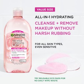 Garnier Garnier Micellar Water with Rose Water and Glycerin, Hydrating Facial Cleanser & Makeup Remover, For All Skin Types, Vegan, Cruelty Free, 23.7 Fl Oz (700mL), 1 Count