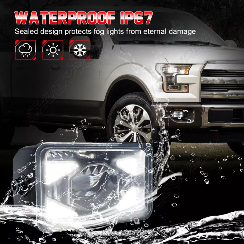 CHUSYYRAY Rectangular LED Fog Lights Assembly Kit For Ford F150