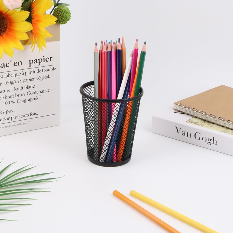 Desk Pencil Pen Holder, Wire Mesh Pen Cup Holder for