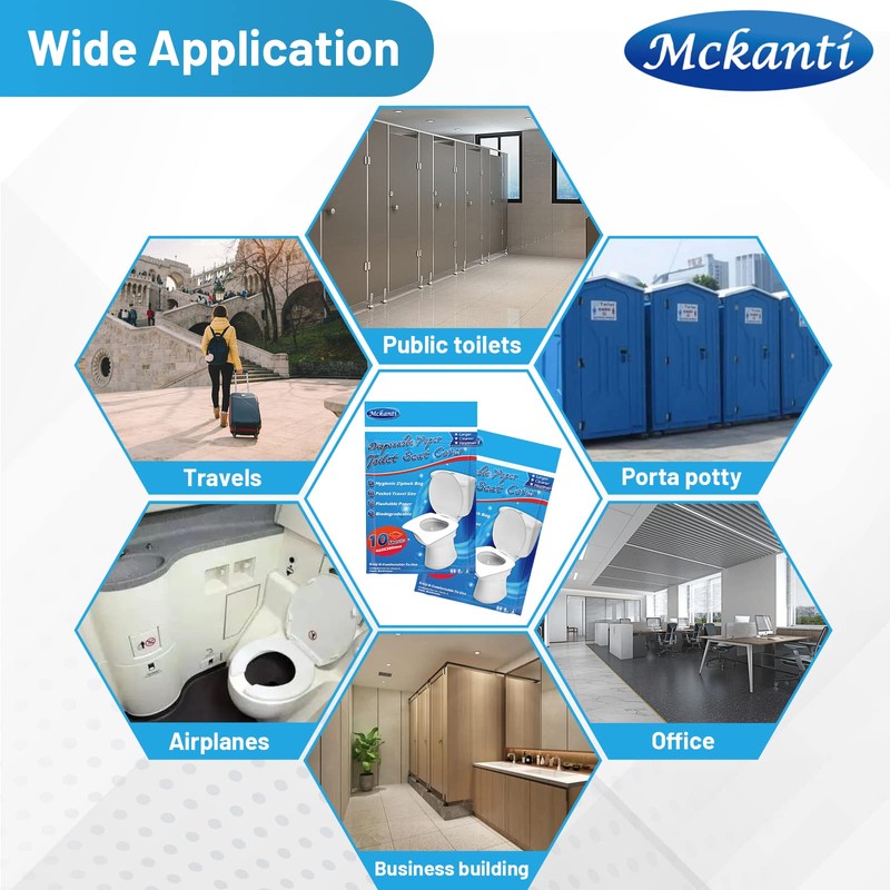 Mckanti Toilet Seat Covers Disposable - 60 Pack XL Flushable