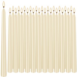 Ivory Taper Candles, 24 Pack 10 Inch Bulk Unscented 7-8 Hours Burn Time Smokeless & Dripless Elegant Dinner Candles Set for Home Décor, Wedding, Christmas, Household, Valentines Day, Party (White)