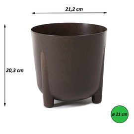 Tymar Flower Pot with Feet, Pack of 2, Round Shape, Planter (2 Pack), Grey Green, Diameter 21 cm)
