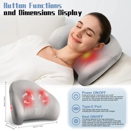 Yincook Shiatsu Back Massager with Heat for Pain Relief, 3D Deep Kneading Massage Cushion for Upper & Lower Back, Rechargeable Portable Back Massager for Home, Office, Car