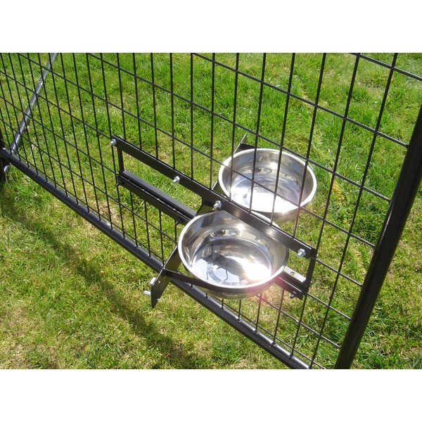 Lucky Dog Stainless Steel Double Rotating Food & Water Pet Bowls (21in. x 8in. X 5in.)
