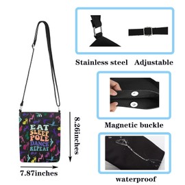 JYTAPP Pole Dance Crossbody Bag Eat Sleep Pole Dance Repeat Gift Dancer Gift (black)