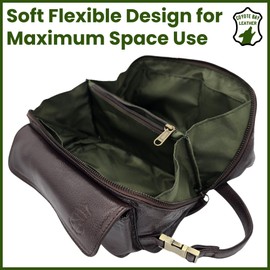 Coyote Bay® Premium Full Grain Leather Soft Toiletry Bag 9 Inch, Travel Organizer Pouch, Shaving Kit, Cosmetics Makeup Bathroom Organizer Dopp Kit