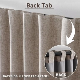 Veloraft Linen Blackout Curtains for Living Room, Thermal Curtains 96 Inch Length 2 Panels Set 100% Blackout, Back Tab & Rod Pocket Drapes for Bedroom Windows Luxury Decor(52W × 96L inch,Linen)