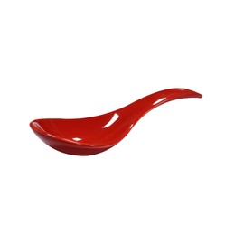 Albedel Red 6 pcs Porcelain Soup Spoon Round-Bottom Asia Ceramic Rice Spoons Chinese Won Ton Spoons for Home Kitchen Restaurant