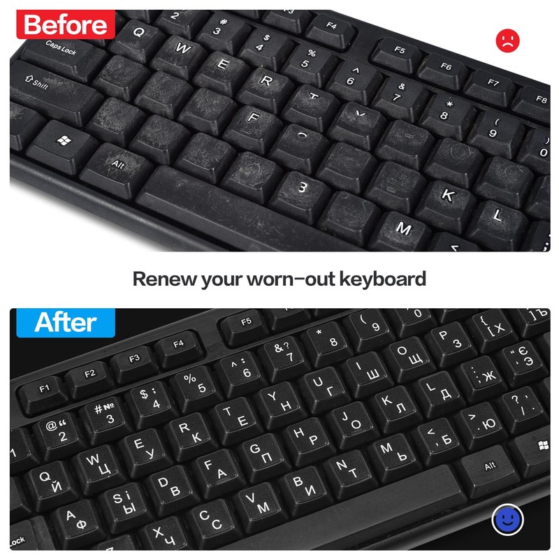 (2PCS) Ukrainian Keyboard Stickers, Ukraine Keyboard Letters Replacement Sticker with