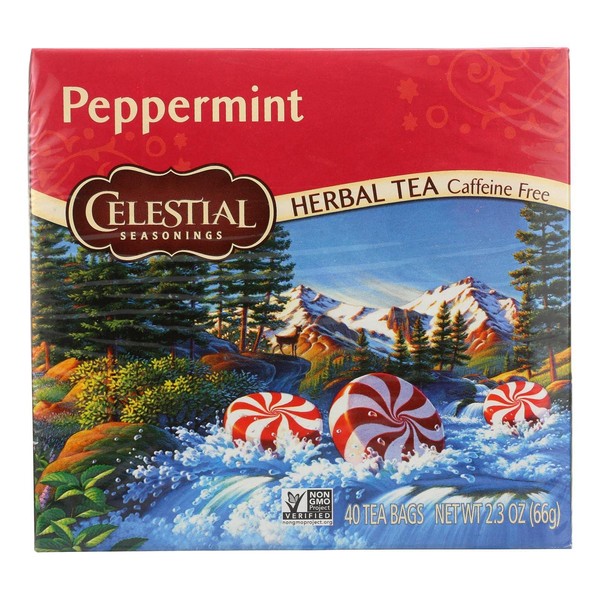 Celestial Seasonings Peppermint Herbal Tea - 40 bags per pack - 6 packs per case.6