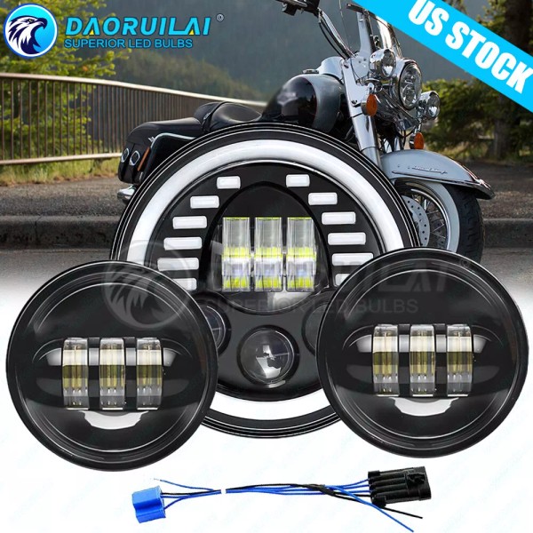 Unbranded 7" LED Headlight + 4.5" Passing Lamps Set For