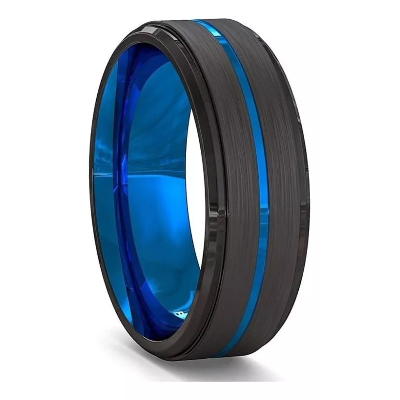 generic Anillo De Carburo De Tungsteno Para Hombre Línea Azul