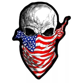 America Rising Patriotic Skull Jacket Vest Back Patch - 9" X 12" Iron on Sew on