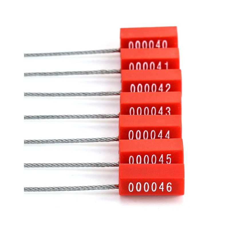 QWORK Steel Security Cable Wire Seals, Anti-Tamper Security Tags, Numbered,