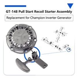 100075051-0001 Recoil Starter Assembly GT-148 Pull Start 636996002 Replacement for Champion 2500W Inverter Generator Model #201122 Fit for Ryobi RYi2300BTA RYi2300 RYi2300BT