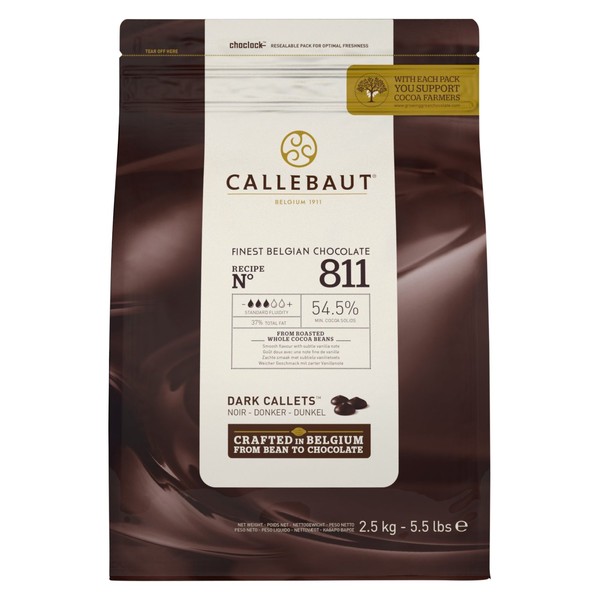 Callebaut No 811 Finest Belgian Dark Chocolate Callets Couverture 54.5% - 2.5Kg