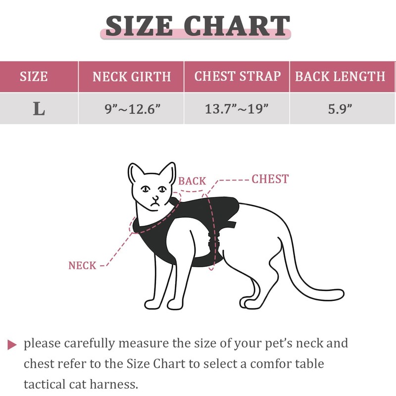 nanappice Tactical Cat Harness for Walking Escape Proof,Adjustable Pet Vest