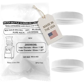 Water Systems Screw-On Caps for Water Cooler/Dispenser Plastic Jugs, 48mm Bottle Lids