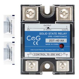 CGELE Solid State Relay SSR-40AA AC to AC Input 70-250VAC to Output 24-480VAC 40A Single Phase Plastic Cover