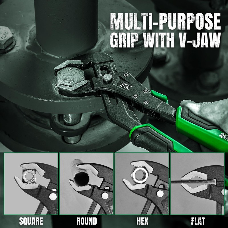 SK 8-Inch Quick Adjust Groove Joint Pliers, Water Pump Pliers,