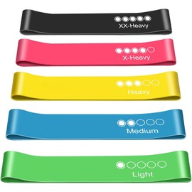 Resistance Bands, Pack of 5 Skin-Friendly Resistance Fitness Exercise Loop Bands with 5 Different Resistance Levels - Carrying Case Included - Ideal for Home, Gym, Yoga, Training