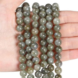 XianNVXI Labradorite & Moonstone Beads - 8mm Round Crystal Beads for Jewellery Making, DIY 47 Pcs