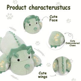 KOWSI® Microwavable & 2 LB Weighted Stuffed Triceratops Animals Plush - 16 Inch Heated Dinosaur Plushie for Warmth & Comfort - Light Green Dino Squished Pillow - Cute Soft Toy for Adults & Children