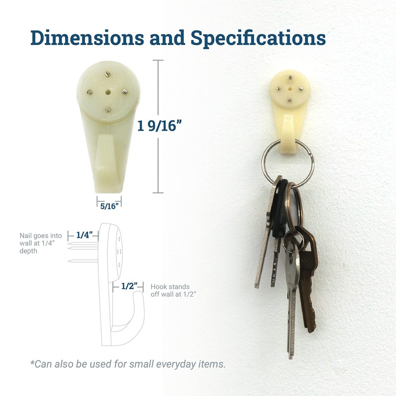 Concrete Wall Hooks Large - Supports 30lbs - Picture Hangers
