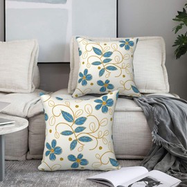 Mondiafy Throw Pillow Covers Pack of 2, Cozy Plush Cushion Covers for Couch Sofa, 18x18 Inches Farmhouse Boho Pillow Cases Home Decor