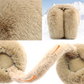 XIAOHAWANG Foldable Ear Muffs Women Winter Fluffy Earmuffs Warm Girls Ear Warmer Soft Outdoor Ear Cover (A-brown)