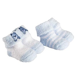 Playette Chenille Bootie Socks 2 Pack for 0-3 Months Boys, Blue, 2 Count