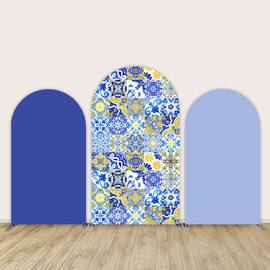 Morocco Mediterranean Arch Backdrop Cover Baby Shower Background Customize Blue Arch Chiara Party Girl Birthday Wedding Decoration 100x200cm