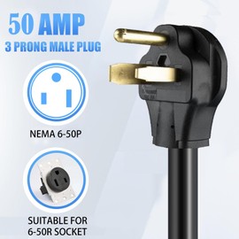 NEMA 6-50P to 14-50R EV Charger Adapter Cord - UL Certificate, 250V 3 Prong Dryer Outlet Male Plug to 50 Amp 4 Prong Female Connector, Heavy Duty Pure Copper Connector for Level 2 EV Charging