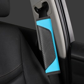Koprek 2 Pcs Car Seat Belt Pads, Comfortable Car Seat Belt Cover, Carbon Fiber Safety Seatbelt Shoulder Strap Covers Microfiber Leather Seatbelt Covers Universal Fit Accessories for Cars (Blue)