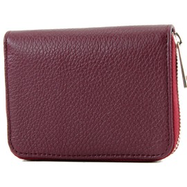 modamoda de P04 Women's Leather Wallet Short Handmade in Italy, claret, Classic