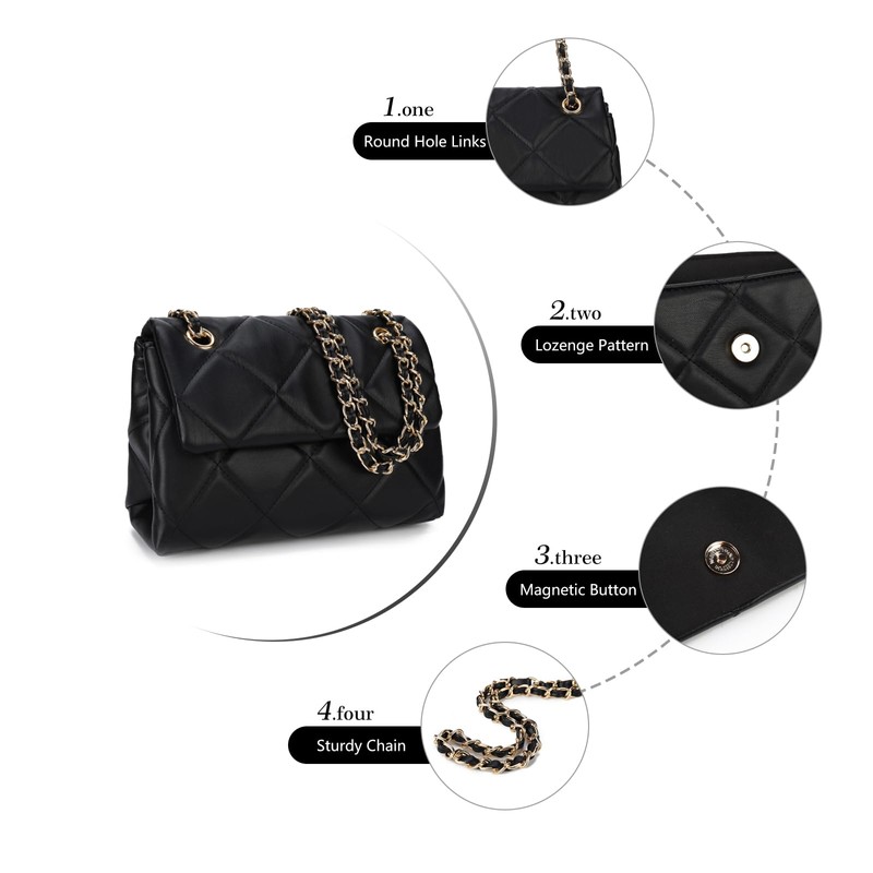 Rhockyrhiver Crossbody Bags for Women,Women's Quilted Leather Handbags,Shoulder Bags,Women Bags