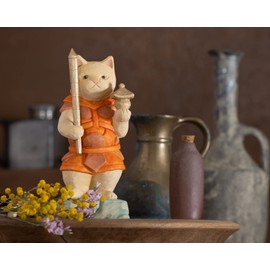 Neko buddha Neko Fukujin Bishamonten, Sculpted by Sakai Buddha _ Seven Lucky Gods Maneki Neko Figurine (NB7 Bishamonten