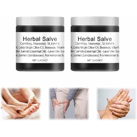 Organic Herbal Salve 4oz,Comfrey Organic Herbal Salve Cream Ointment,Natural Organic Joint Cream,Joint Care Herbal Salve,Knee Pain Relief Soothing Balm,Improves Mobility Reduces Swelling (2pcs)